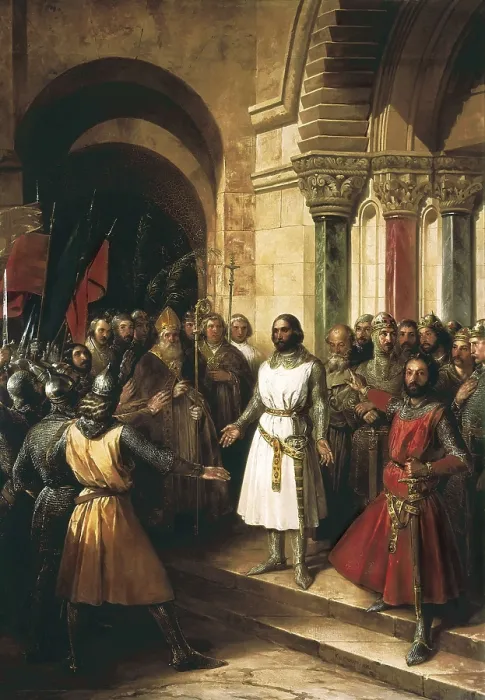 Framed Print : MADRAZO, Federico (1815-1894). Godfrey of Bouillon Elected King of Jerusalem, 23th July, 1099. 1839. Oil on canvas. FRANCE. Versailles. National Museum of Versailles Framed Print : MADRAZO, Federico (1815-1894). Godfrey of Bouillon Elected King of Jerusalem, 23th July, 1099. 1839. Oil on canvas. FRANCE. Versailles. National Museum of Versailles