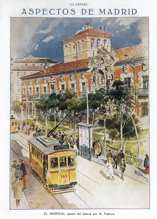 Framed Print : Madrid (1915). El Hospicio. Saketch from life by M. Pedrero published in the magazine 'La Esfera' (20th November 1915). AISA / Everett Collection**US SALES ONLY**