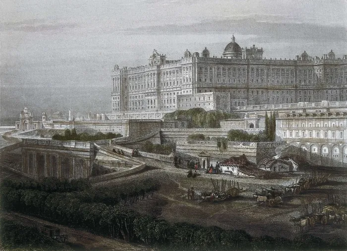 Framed Print : Madrid. Palacio de Oriente (Easter Palace) in 19th c. draeing by Adolphe Rouargue. Litography. AISA / Everett Collection**US SALES ONLY** Framed Print : Madrid. Palacio de Oriente (Easter Palace) in 19th c. draeing by Adolphe Rouargue. Litography. AISA / Everett Collection**US SALES ONLY**