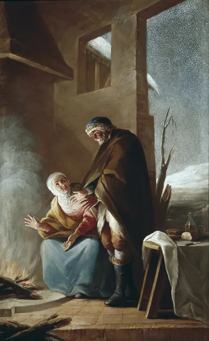 Framed Print : MAELLA, Mariano Salvador (1739-1819). The Winter. ca. 1792. Costumbrism. Oil on canvas. SPAIN. Madrid. Prado Museum