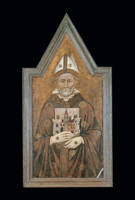 Framed Print : Maestro dei Dossali di Montelabate, St Herculanus, 14th Century, wood, Italy, Umbria, Perugia, National Gallery of Umbria