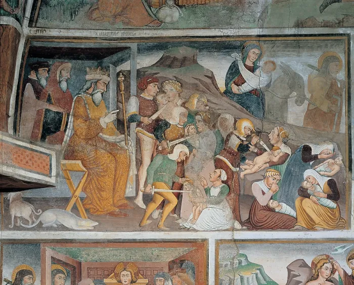 Framed Print : Maffiolo da Cazzano, Massacre of the Innocents and Flight into Egypt, 15th Century, fresco, Italy, Lombardy, Algua-Pagliaro Framed Print : Maffiolo da Cazzano, Massacre of the Innocents and Flight into Egypt, 15th Century, fresco, Italy, Lombardy, Algua-Pagliaro