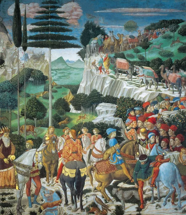 Framed Print : Magi Chapel. Journey of the Magi (The Magi Ride), by Benozzo di Lese di Sandro known as Benozzo Gozzoli, 1459, 15th Century, fresco, - Italy, Tuscany, Florence Framed Print : Magi Chapel. Journey of the Magi (The Magi Ride), by Benozzo di Lese di Sandro known as Benozzo Gozzoli, 1459, 15th Century, fresco, - Italy, Tuscany, Florence