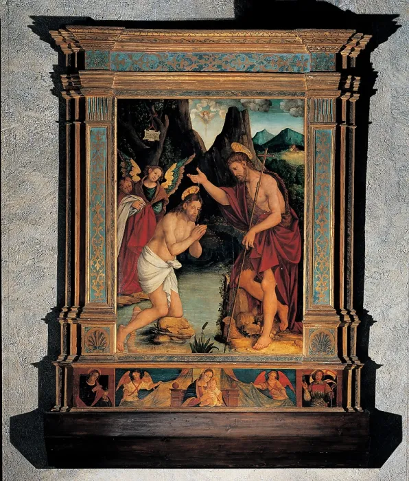 Framed Print : De Magistris Sigismondo, Baptism of Jesus, 16th Century, panel, Italy, Lombardy, Varenna, Como