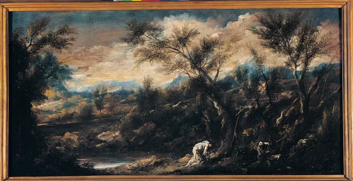 Framed Print : Magnasco Alessandro know as il Lissandrino, Two Monks Praying in a Landscape, 17th Century - 18th Century, oil on canvas, Italy, Lombardy, Milan Framed Print : Magnasco Alessandro know as il Lissandrino, Two Monks Praying in a Landscape, 17th Century - 18th Century, oil on canvas, Italy, Lombardy, Milan