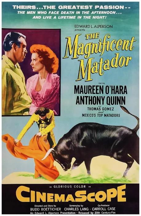 Framed Print : THE MAGNIFICENT MATADOR, US poster art, from left: Anthony Quinn, Maureen O'Hara, 1955. TM & Copyright 20th Century-Fox Film Corp