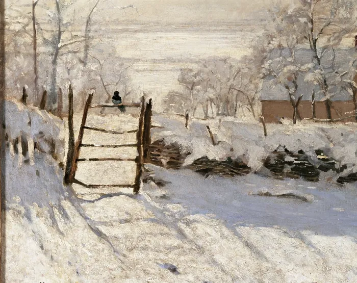 Framed Print : The Magpie, by Claude Monet, 1868 - 1869, 19th Century, oil on canvas, cm 89 x 130 - France, Ile de France, Paris, Muse dOrsay, RF1984-164