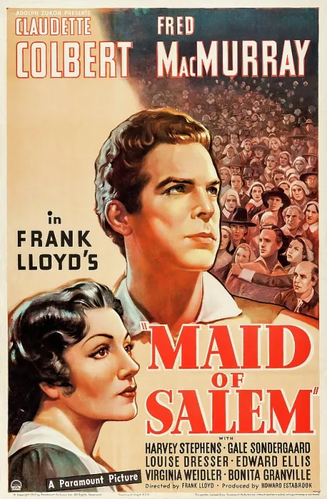 Framed Print : MAID OF SALEM, US poster art, from left: Claudette Colbert, Fred MacMurray, 1937 Framed Print : MAID OF SALEM, US poster art, from left: Claudette Colbert, Fred MacMurray, 1937