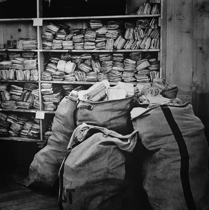 Framed Print : Mail piled up at the International Red Cross central information bureau for prisoners of war. Nov. 1940. (BSLOC_2010_18_83)