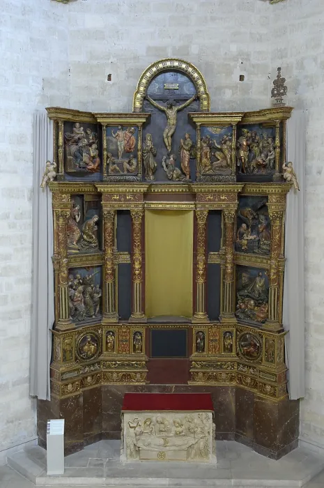 Framed Print : Main altarpiece of the monastery of la Mejorada de Olmedo (Valladolid). Work by Alonso Berruguete and Vasco de la Zarza1523 - 1526. Mannerism art. ; Renaissance art