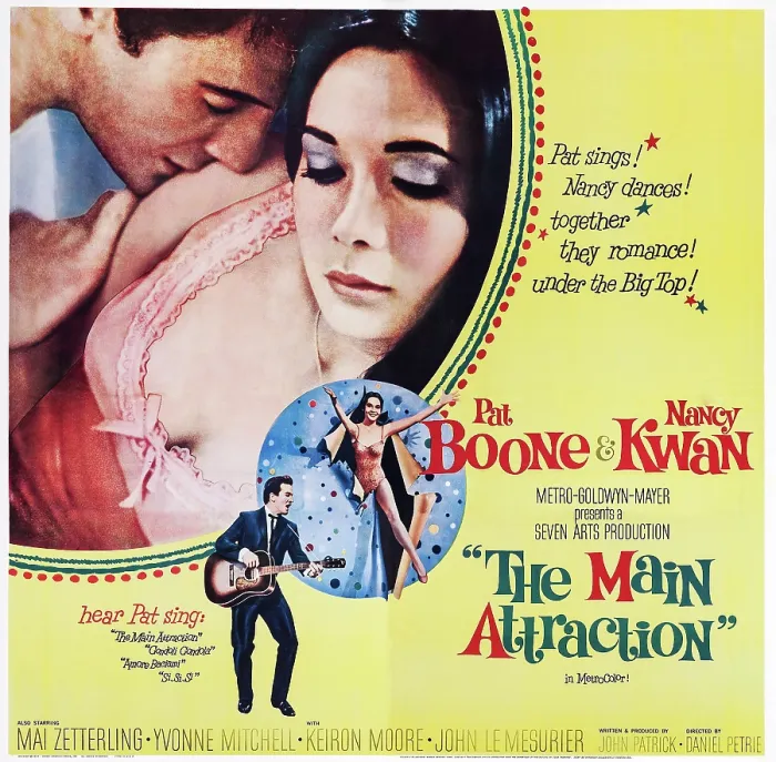 Framed Print : THE MAIN ATTRACTION, US poster art, from left: Pat Boone, Nancy Kwan, 1962