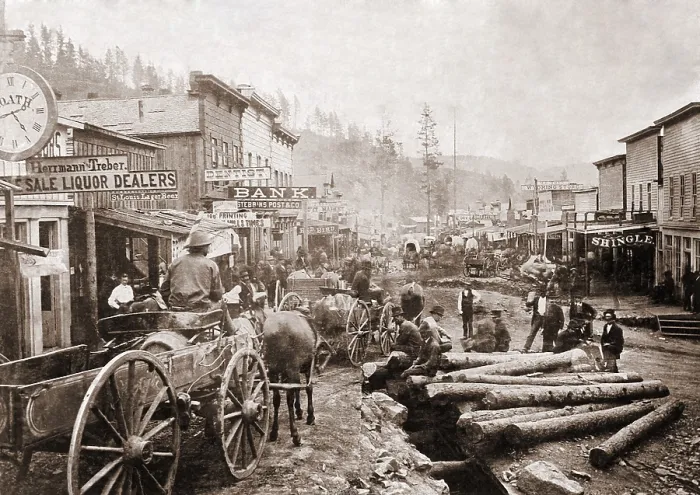 Framed Print : Main Street, Deadwood, South Dakota, during the Gold Rush of 1876 Framed Print : Main Street, Deadwood, South Dakota, during the Gold Rush of 1876