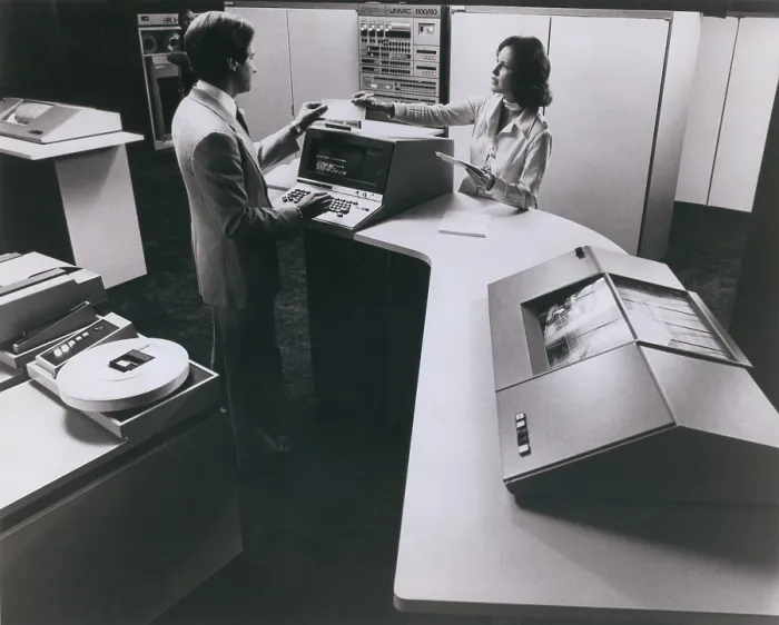 Framed Print : Mainframe computer Sperry UNIVAC 90 / 80 was released in 1976 by the Sperry Rand Corporation to compete with the IBM System 360 series of mainframe computers