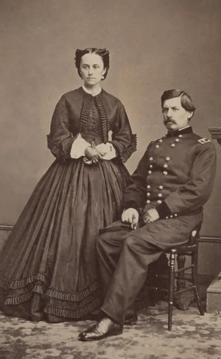 Framed Print : Major General George McClellan seated next to his wife, Mary Ellen Marcy McClellan, c. 1861-62