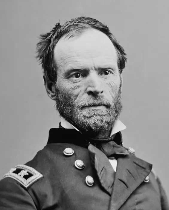 Framed Print : Major General William T. Sherman, Commander of the Union Armies of Tennessee and Georgia during the US Civil War. Photo by Mathew Brady Studio, c. 1863-70 (BSLOC_2018_10_87)