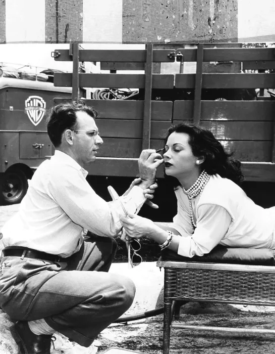 Framed Print : Makeup artist Ben Nye applying eye makeup to actress Hedy Lamarr who observes in a mirror. Ca. 1940s. (CSU_2015_8_485) Framed Print : Makeup artist Ben Nye applying eye makeup to actress Hedy Lamarr who observes in a mirror. Ca. 1940s. (CSU_2015_8_485)