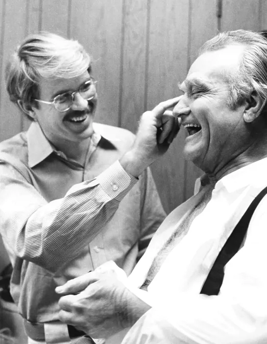 Framed Print : Makeup artist Ben Nye working on comedian Red Skeleton. Ca. 1960s. (CSU_2015_8_486) Framed Print : Makeup artist Ben Nye working on comedian Red Skeleton. Ca. 1960s. (CSU_2015_8_486)