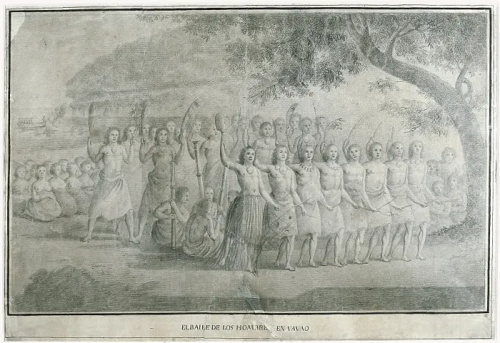 Framed Print : Malaspina expedition (1789-1794). Tonga islands. Native men dancing. Drawing by Juan Ravenet. Drawing. SPAIN. Madrid. Navy Museum. - J Framed Print : Malaspina expedition (1789-1794). Tonga islands. Native men dancing. Drawing by Juan Ravenet. Drawing. SPAIN. Madrid. Navy Museum. - J
