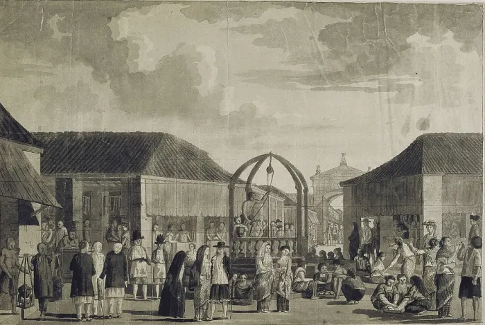 Framed Print : Malaspina Expedition. Philippines (1792). Manila market. Drawing by Juan Ravenet. Drawing. SPAIN. Madrid. Navy Museum. AISA / Everett Collection**US SALES ONLY**