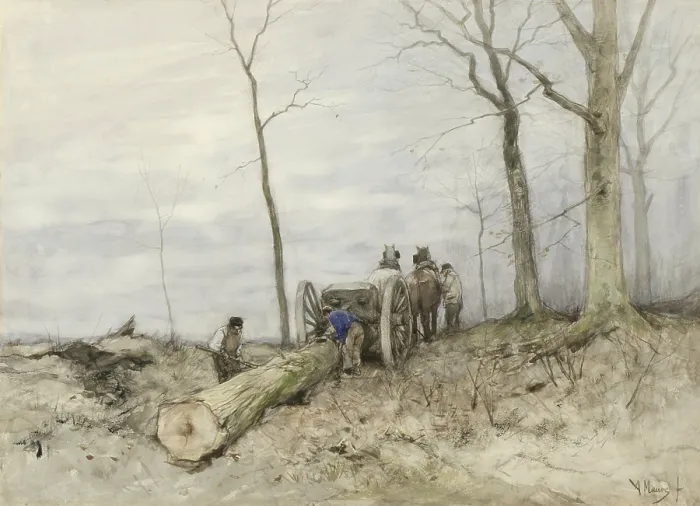 Framed Print : The Mallejan, by Anton Mauve, c. 1860-80. Dutch watercolor painting