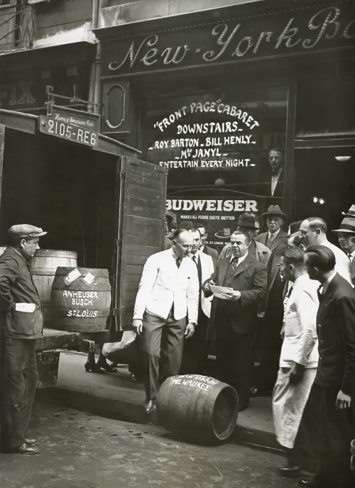 Framed Print : Malt beverages delivered in kegs to a bar and cabaret in NYC, 1928 Framed Print : Malt beverages delivered in kegs to a bar and cabaret in NYC, 1928