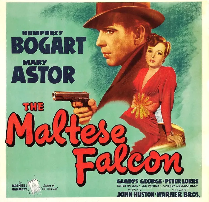 Framed Print : THE MALTESE FALCON, from left: Humphrey Bogart, Mary Astor on window card, 1941 Framed Print : THE MALTESE FALCON, from left: Humphrey Bogart, Mary Astor on window card, 1941