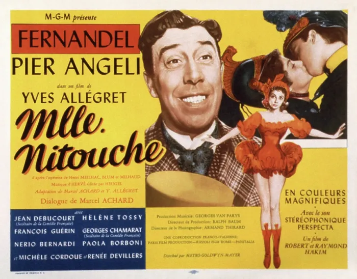 Framed Print : MAM'ZELLE NITOUCHE, French lobbycard, Fernandel (center), Pier Angeli (right), 1954 Framed Print : MAM'ZELLE NITOUCHE, French lobbycard, Fernandel (center), Pier Angeli (right), 1954