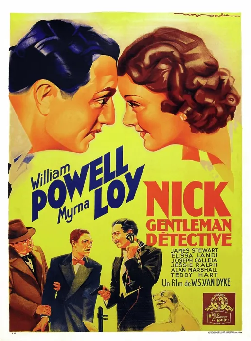 Framed Print : AFTER THE THIN MAN, (aka NICK, GENTLEMAN DETECTIVE), top l-r: William Powell, Myrna Loy, bottom second from right: William Powell, far right: Asta on French poster art, 1936 Framed Print : AFTER THE THIN MAN, (aka NICK, GENTLEMAN DETECTIVE), top l-r: William Powell, Myrna Loy, bottom second from right: William Powell, far right: Asta on French poster art, 1936