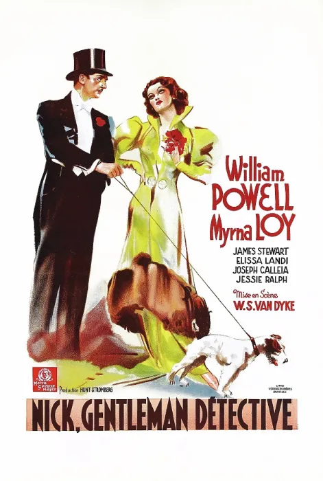 Framed Print : AFTER THE THIN MAN, (aka NICK, GENTLEMAN DETECTIVE), l-r: William Powell, Myrna Loy, Asta on Belgian poster art, 1936 Framed Print : AFTER THE THIN MAN, (aka NICK, GENTLEMAN DETECTIVE), l-r: William Powell, Myrna Loy, Asta on Belgian poster art, 1936