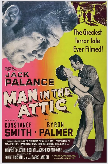 Framed Print : MAN IN THE ATTIC, US poster art, top left: Jack Palance; bottom, from left: Constance Smith, Jack Palance, 1953. TM and copyright20th Century Fox Film Corp