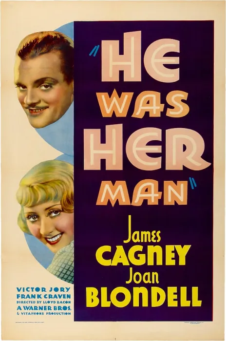 Framed Print : HE WAS HER MAN, top to bottom: James Cagney, Joan Blondell, 1934