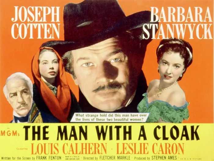 Framed Print : THE MAN WITH A CLOAK, Louis Calhern, Leslie Caron, Joseph Cotten, Barbara Stanwyck, 1951