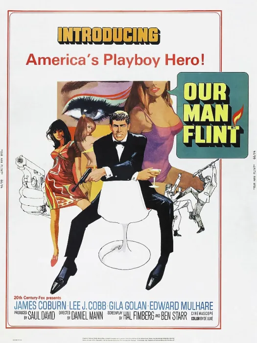 Framed Print : OUR MAN FLINT, US poster, center: James Coburn, 1966. TM and Copyright 20th Century Fox Film Corp. All rights reserved / courtesy Everett Collection