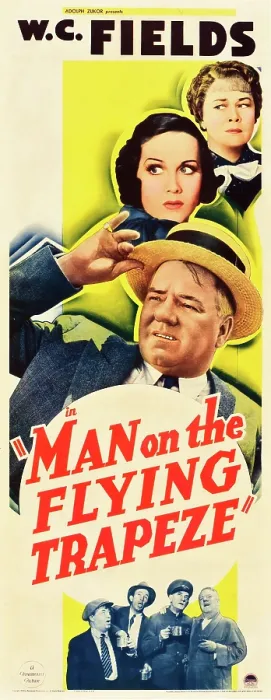 Framed Print : MAN ON THE FLYING TRAPEZE, from top: Kathleen Howard, Mary Brian, W.C. Fields, bottom far right: W.C. Fields on insert poster, 1935