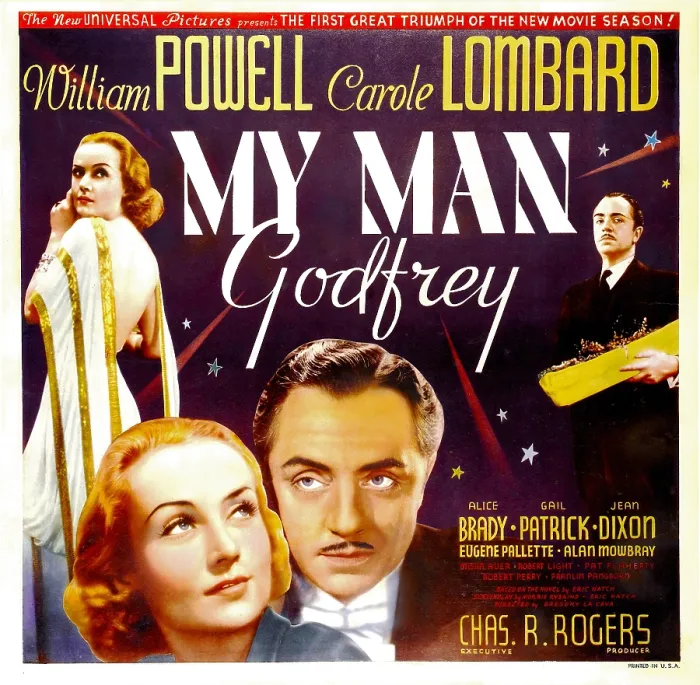 Framed Print : MY MAN GODFREY, from left: Carole Lombard, William Powell on jumbo window card, 1936