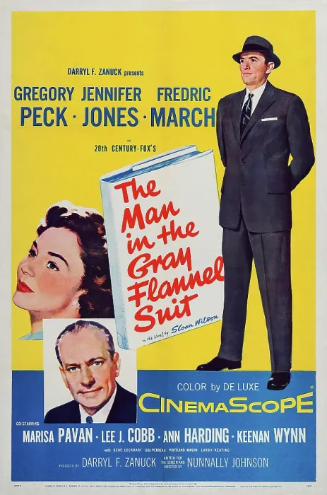 Framed Print : THE MAN IN THE GRAY FLANNEL SUIT, US poster art, from bottom left: Fredric March, Jennifer Jones, Gregory Peck, 1956. TM and Copyright 20th Century Fox Film Corp