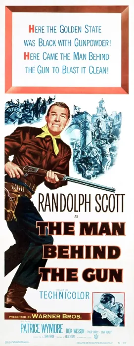 Framed Print : THE MAN BEHIND THE GUN, Randolph Scott, 1953