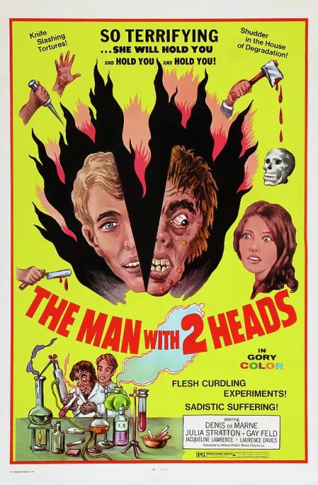 Framed Print : THE MAN WITH TWO HEADS, (aka THE MAN WITH 2 HEADS), U.S. poster, Dennis De Marne (center), 1972