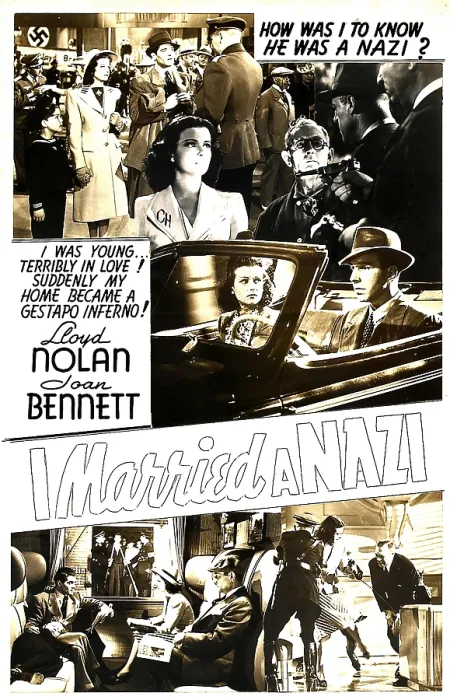 Framed Print : THE MAN I MARRIED, (aka I MARRIED A NAZI), center from left: Joan Bennett, Lloyd Nolan on window card, 1940