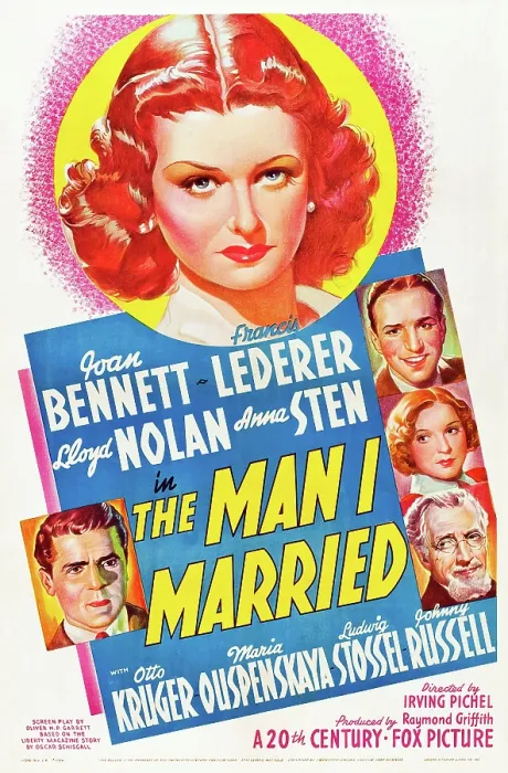 Framed Print : THE MAN I MARRIED, top: Joan Bennett, bottom left: Francis Lederer, bottom right: Lloyd Nolan, Anna Sten on poster art, 1940, TM and Copyright 20th Century Fox Film Corp