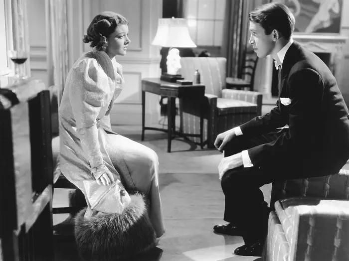 Framed Print : AFTER THE THIN MAN, from left: Myrna Loy, James Stewart, 1936