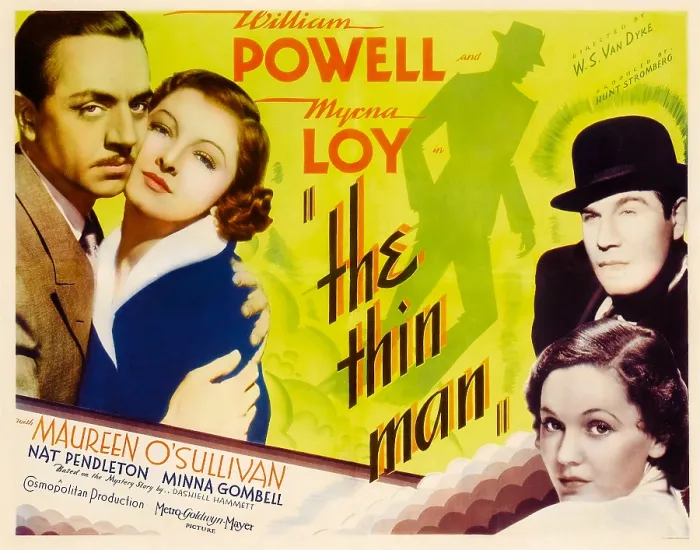 Framed Print : THE THIN MAN, from left: William Powell, Myrna Loy, right from top: Nat Pendleton, Maureen O'Sullivan, 1934