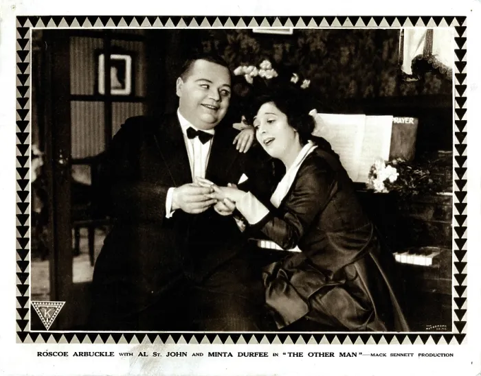 Framed Print : THE OTHER MAN, lobbycard, left: Roscoe Fatty Arbuckle, 1916 Framed Print : THE OTHER MAN, lobbycard, left: Roscoe Fatty Arbuckle, 1916