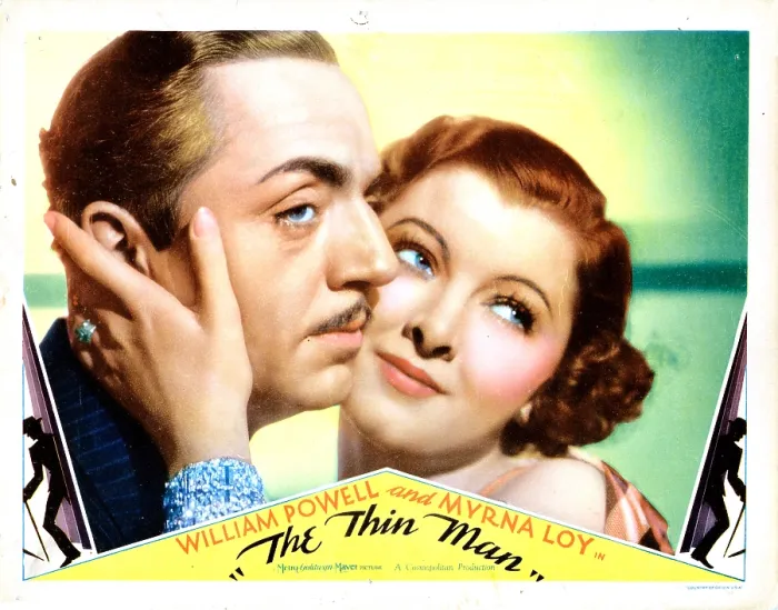 Framed Print : THE THIN MAN, US lobbycard, from left: William Powell, Myrna Loy, 1934 Framed Print : THE THIN MAN, US lobbycard, from left: William Powell, Myrna Loy, 1934