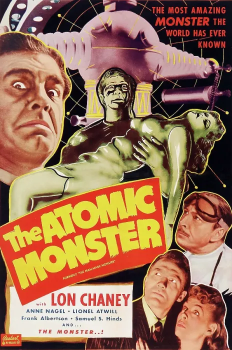 Framed Print : MAN MADE MONSTER, (aka THE ATOMIC MONSTER, the 1953 re-issue title), top left: Lon Chaney (aka Lon Chaney Jr.'), bottom right, from top: Lionel Atwill, Frank Albertson