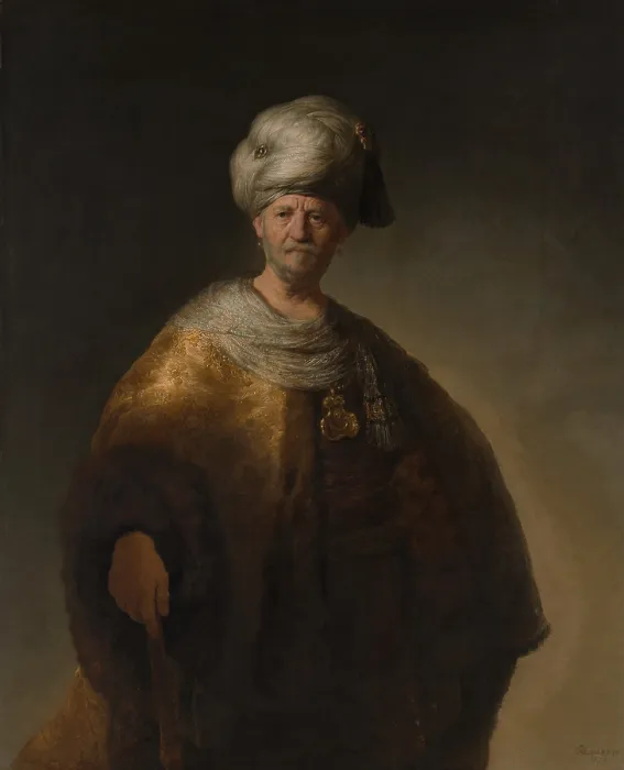 Framed Print : MAN IN AN ORIENTAL COSTUME, by Rembrandt, 1632, Dutch painting, oil on canvas