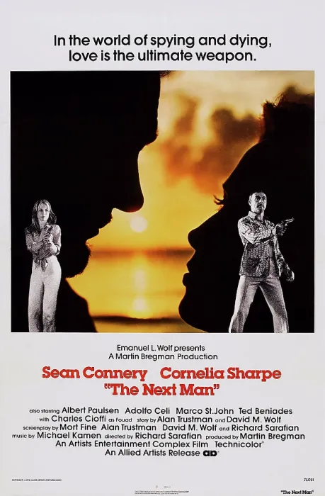Framed Print : THE NEXT MAN, US poster, from left: Cornelia Sharpe, Sean Connery, 1976