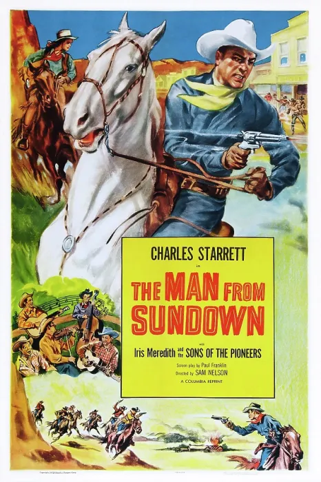 Framed Print : THE MAN FROM SUNDOWN, US poster art, top: Charles Starrett; below: Sons of the Pioneers, 1939