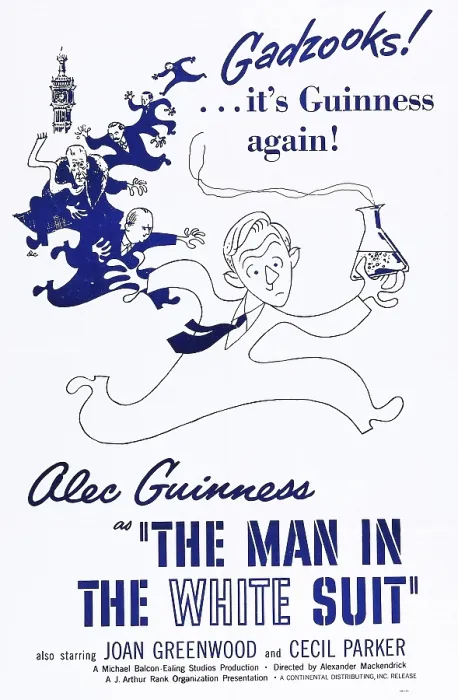 Framed Print : THE MAN IN THE WHITE SUIT, Alec Guinness on poster art, 1951