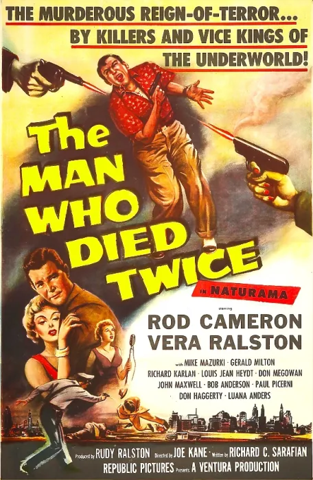 Framed Print : THE MAN WHO DIED TWICE, l-r: Vera Ralston, Rod Cameron on poster art, 1958 Framed Print : THE MAN WHO DIED TWICE, l-r: Vera Ralston, Rod Cameron on poster art, 1958